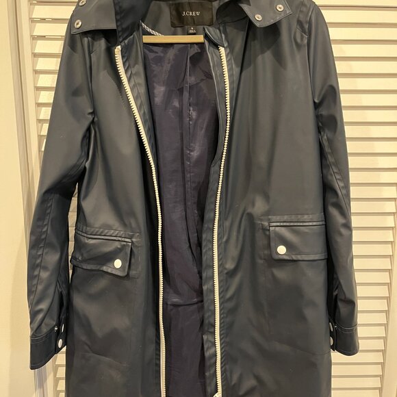 J.Crew women's blue rain coat size S - Picture 2 of 7